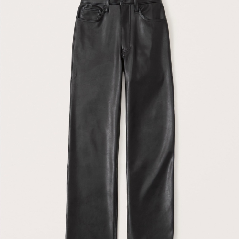 Abercrombie & Fitch Black Faux Leather Straight-Leg Pants